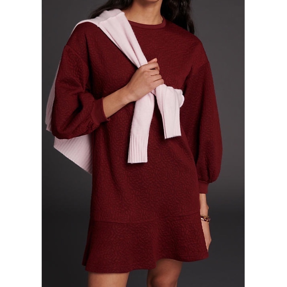 Nwt Anthropologie Odila Tunic Dress Wine Burgundy Size Large & XS New